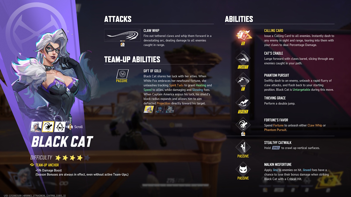 Black Cat Duelist Kit and Abilities in Marvel Rivals