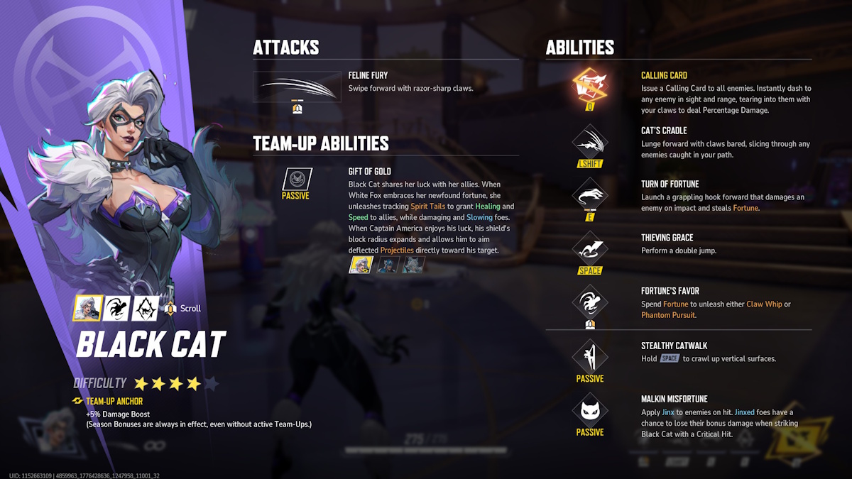 Kit y habilidades del Gato Negro en Marvel Rivals