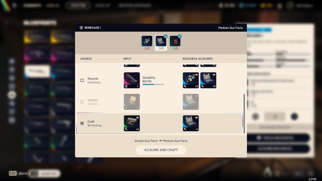 Crafting necessary resources in the new crafting menu in Arc Raiders