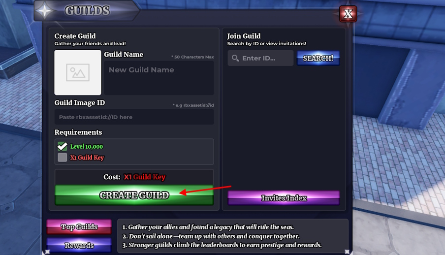 Create Guild using Sailor Piece Guild Keys