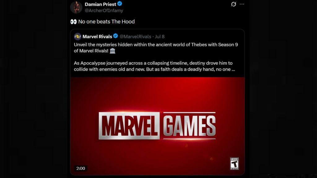 Damien Priest the voice actor of The Hood in Marvel Rivals