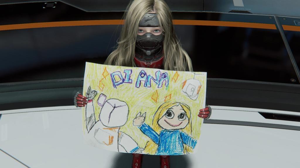 Diana drawing in Pragmata