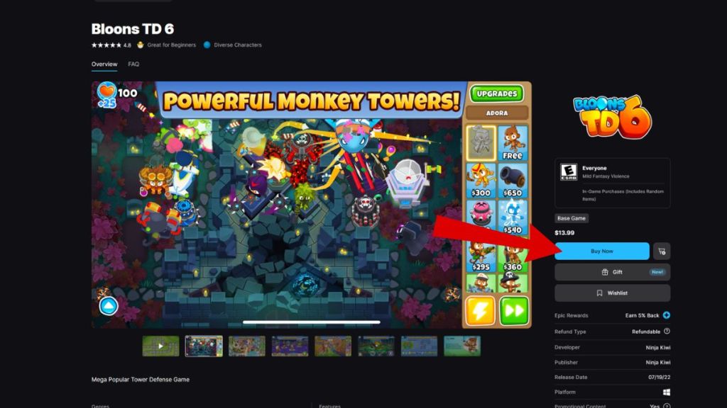 Fortnite Bloons TD 6 Sidekick Epic Games Store