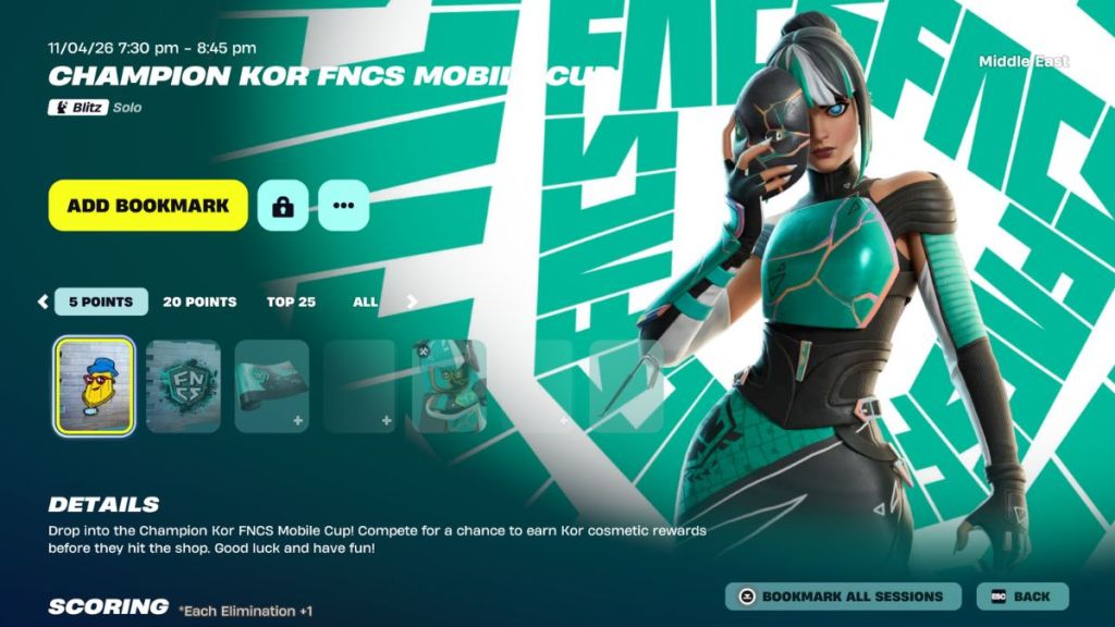 Fortnite Champion Kor Mobile FNCS Cup