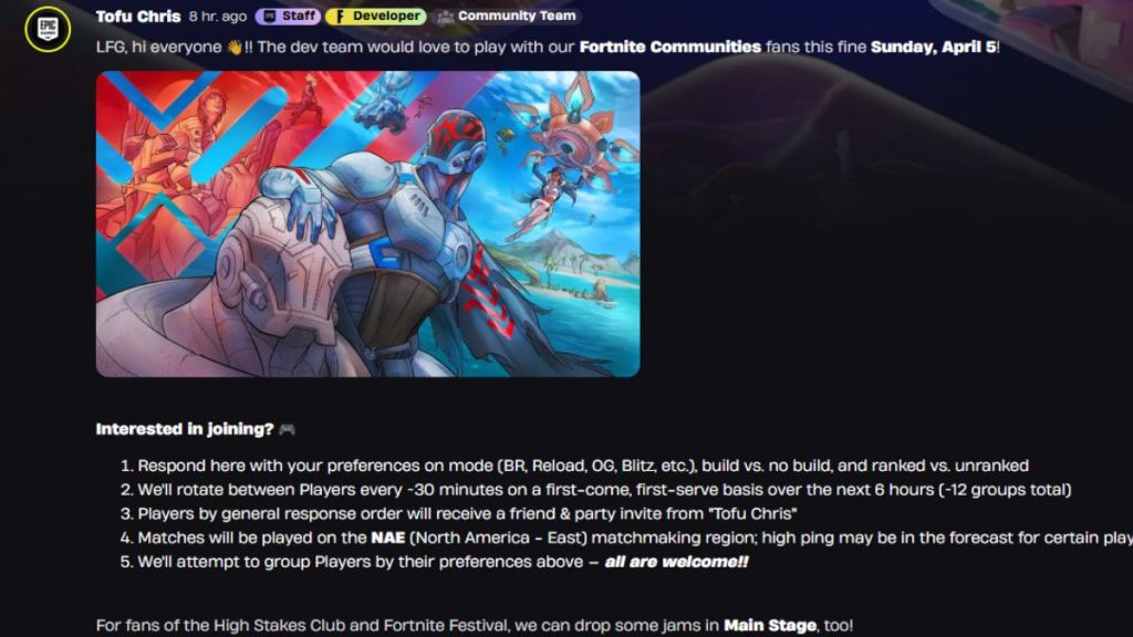 Fortnite Dev Sundays