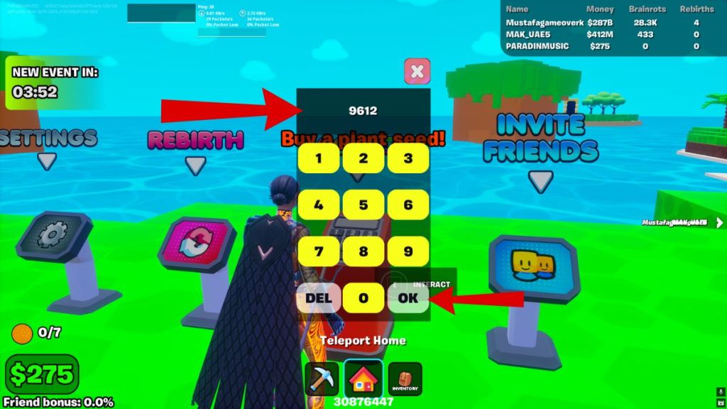 Fortnite Garden vs Brainrots Codes Redeem