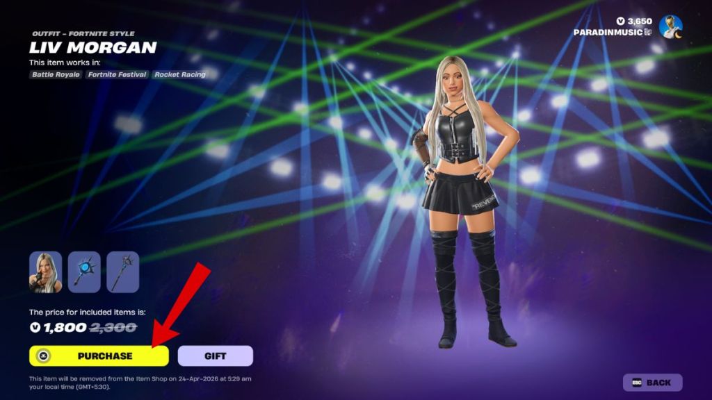 Fortnite Liv Morgan Skin in the Item Shop