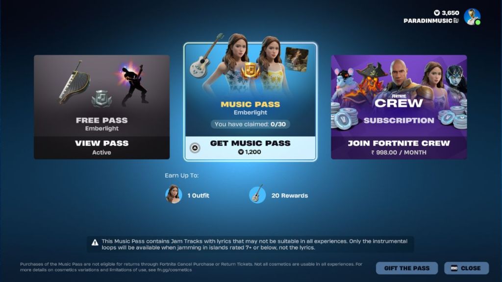 Fortnite Music Pass April 2026 How to Get