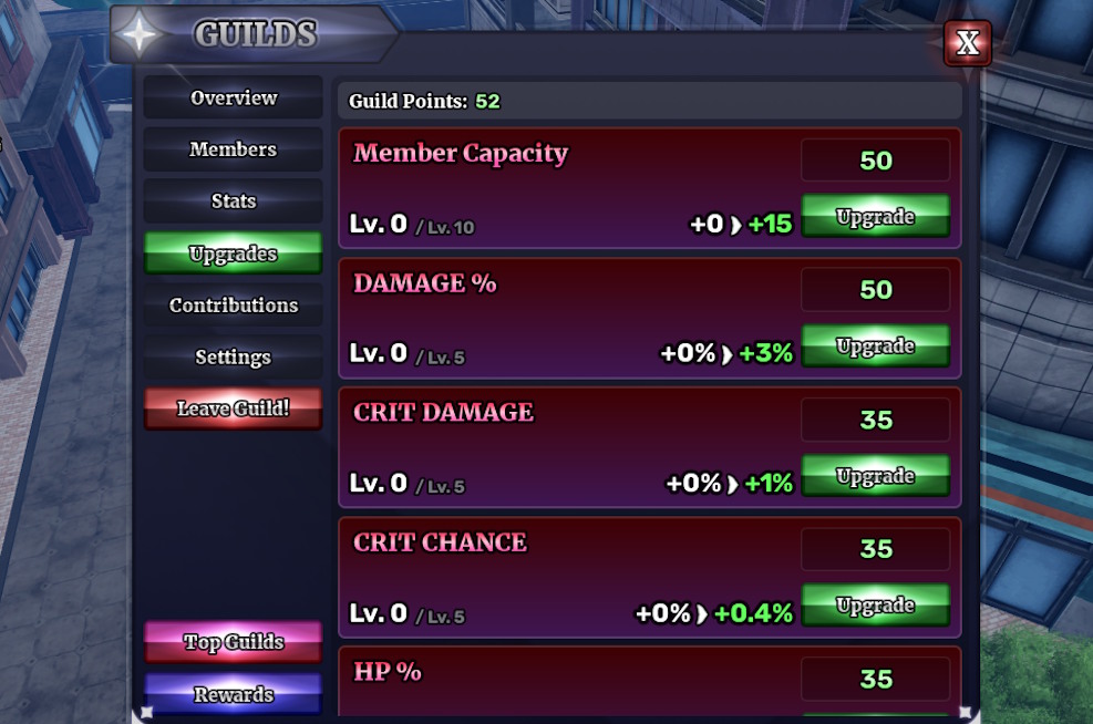 Guild Point upgrades