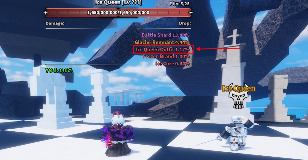 Ice Queen Outfit drop rate Sailor Piece