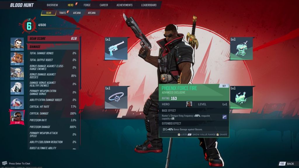 Marvel Rivals Blood Hunt Mode Gear Menu