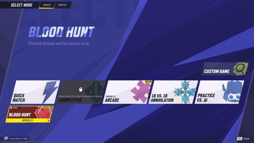 Marvel Rivals Blood Hunt Mode Playlist