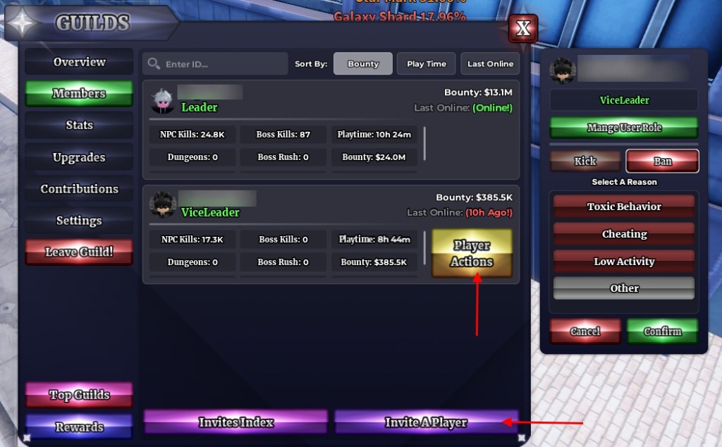 Member management in Sailor Piece guild