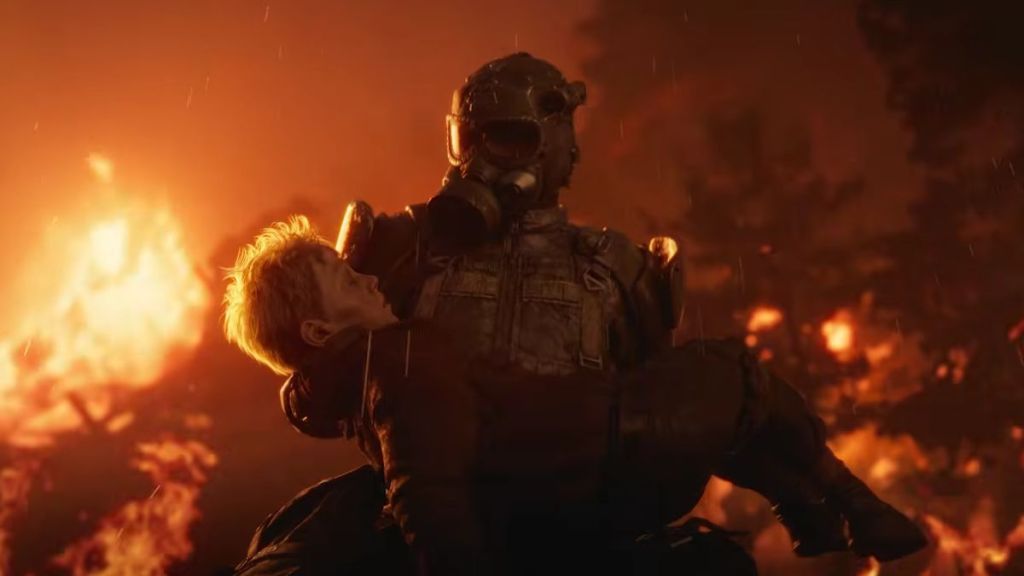 Metro 2039 The Stranger holding a child