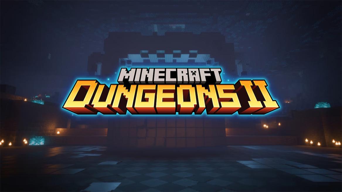 Minecraft Dungeons 2 logo with a portal behind