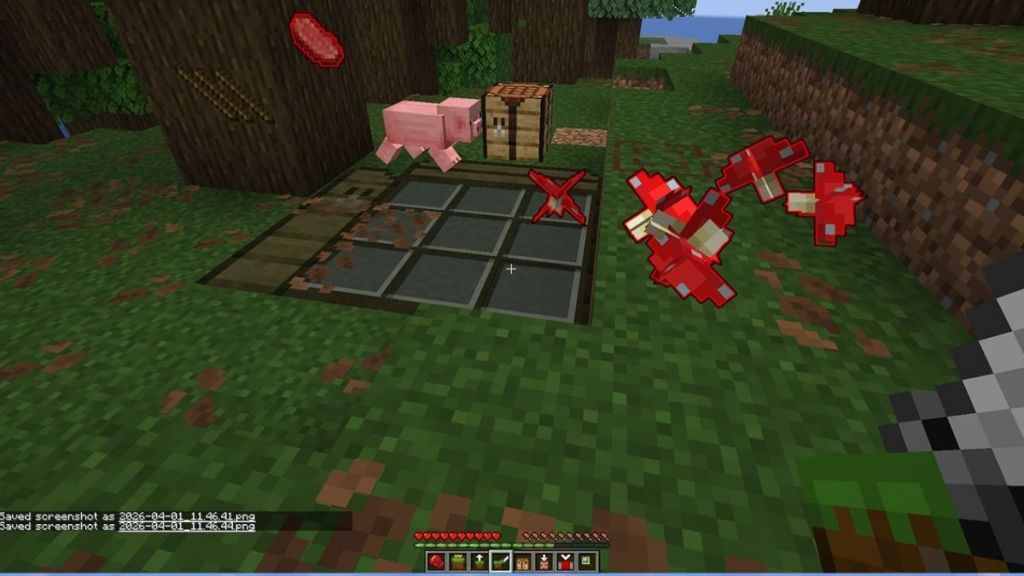 Minecraft Herdcraft Crafting Table on Ground
