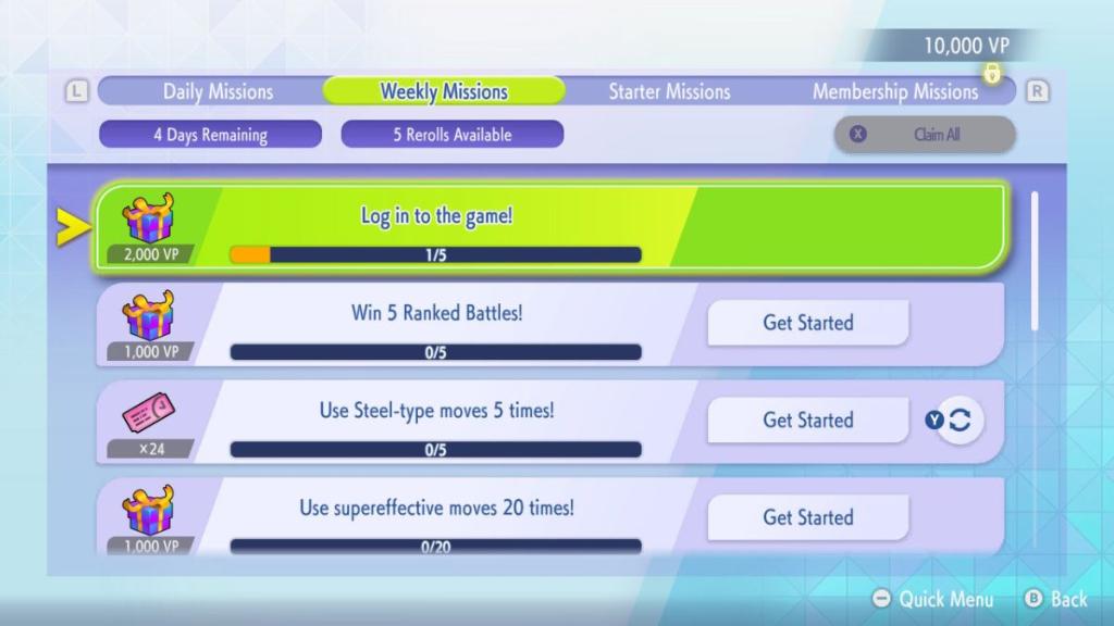 Missions in Pokemon Champions