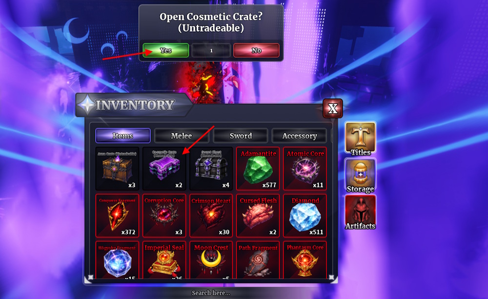 Open Cosmetic Crates in Sailor Piece
