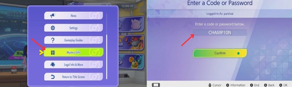 Pokemon Champions Mystery Gift codes redeem