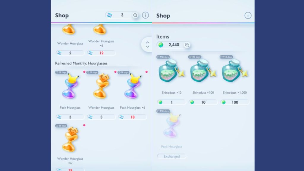 Pokemon TCG Pocket Free Pack Hourglasses from In-game Shop