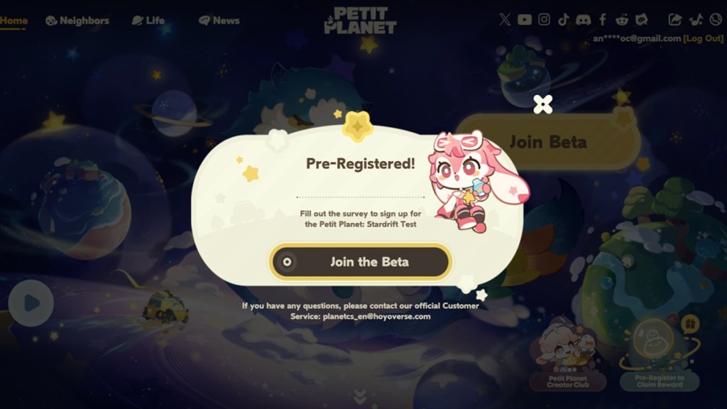 Pre-register for Petit Planet Stardrift test