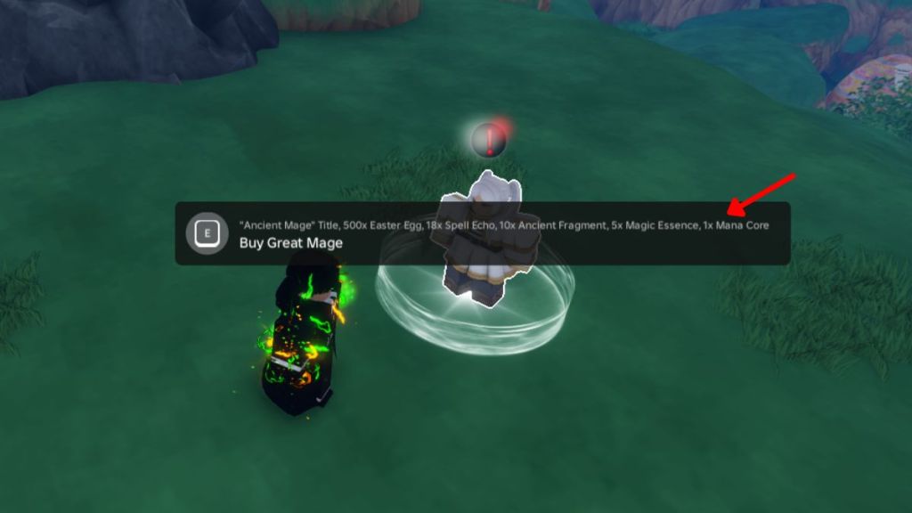 Purchase from the Great Mage Seller NPC