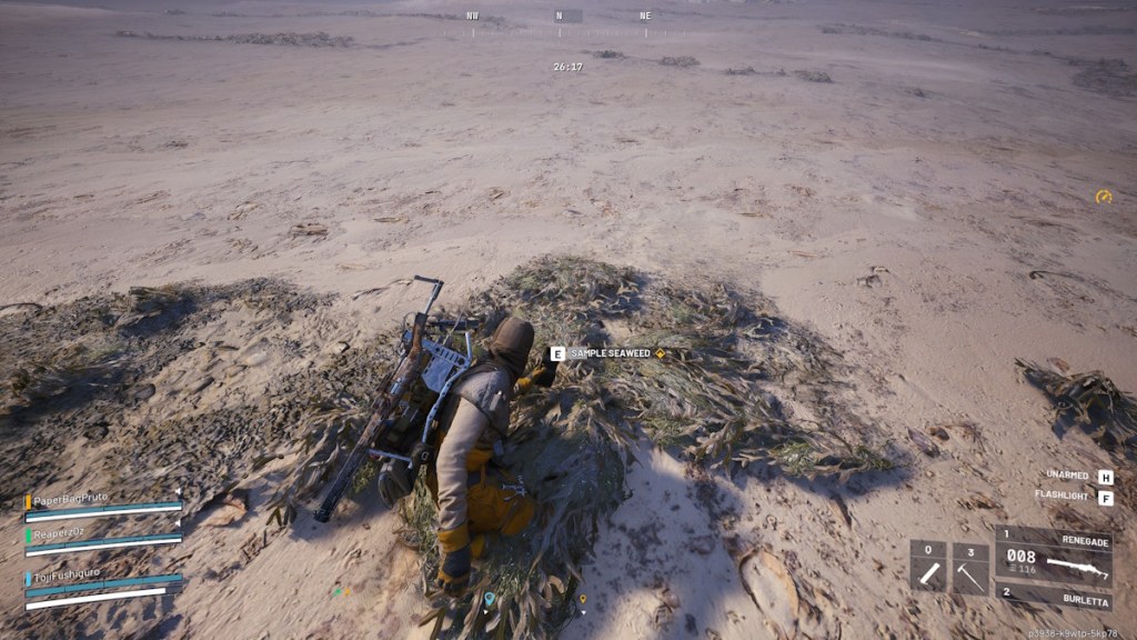 Raider collecting the sample of a seaweed in Arc Raiders