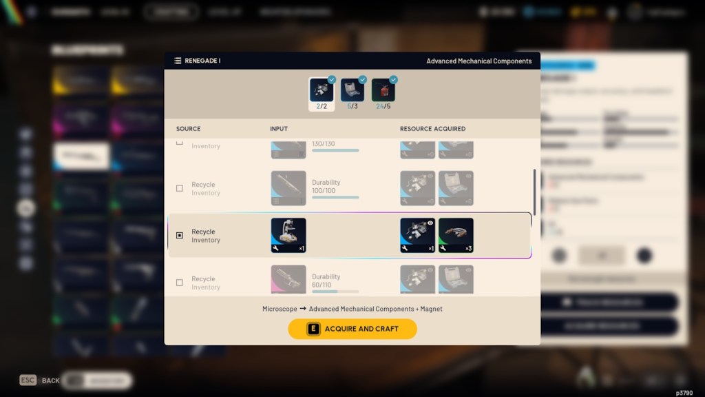 Recycling materials in the new crafting menu in Arc Raiders
