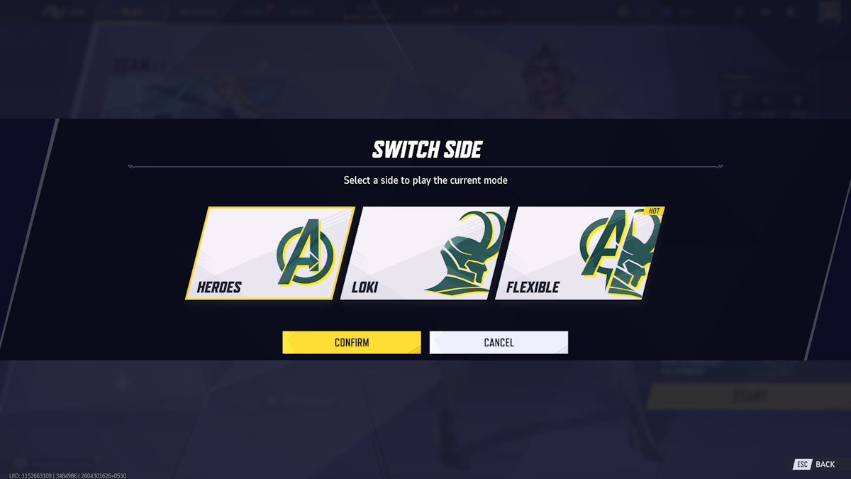 Cola de roles en el modo PvP de Marvel Rivals Avengers