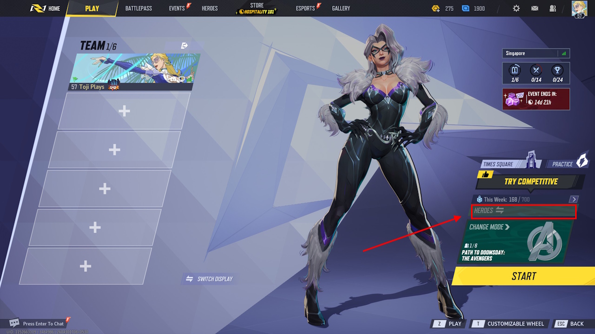 Opción de cola de roles en el modo PvP de Marvel Rivals Avengers