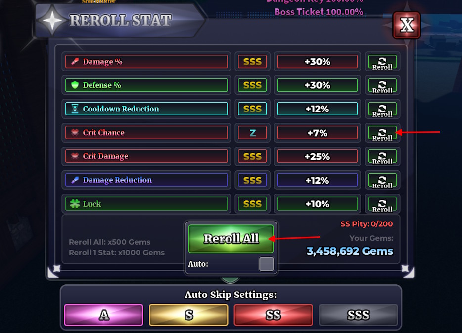 Sailor Piece reroll stats