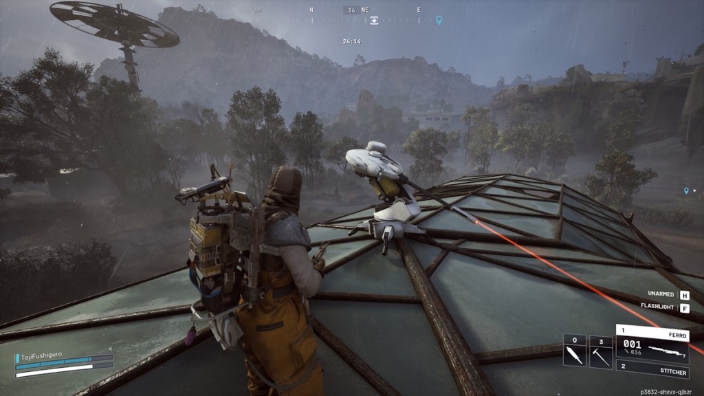 Sentinel turret on top of Hydrophonic Dome building in Arc Raiders