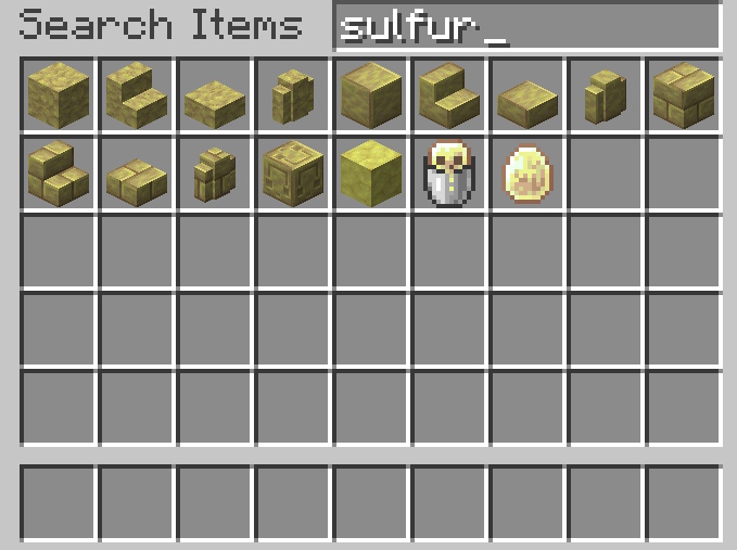 Sulfur block sets in Minecraft