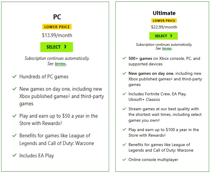 Xbox Game Pass Ultimate and PC price changes