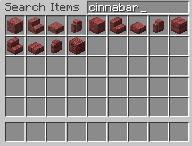 cinnabar block sets in Minecraft