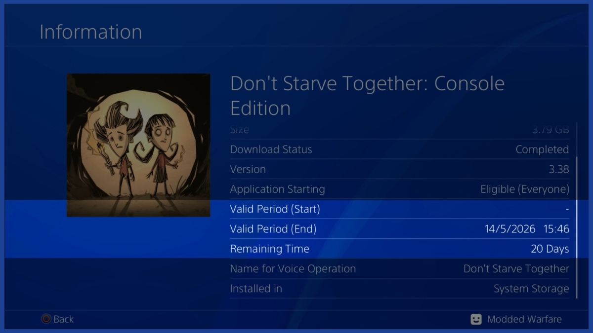 PlayStation Console DRM Don't Starve Time