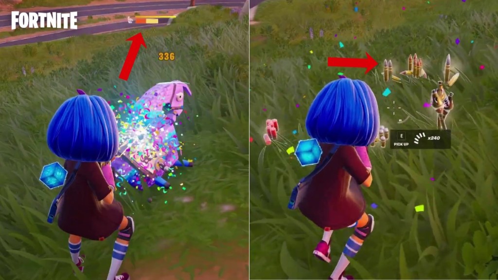 Downed Llama and its loot in FN