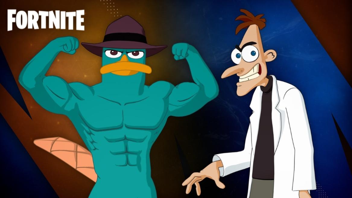 Fortnite Phineas and Ferb Crossover Brings Buff Perry and Doofenshmirtz Skins