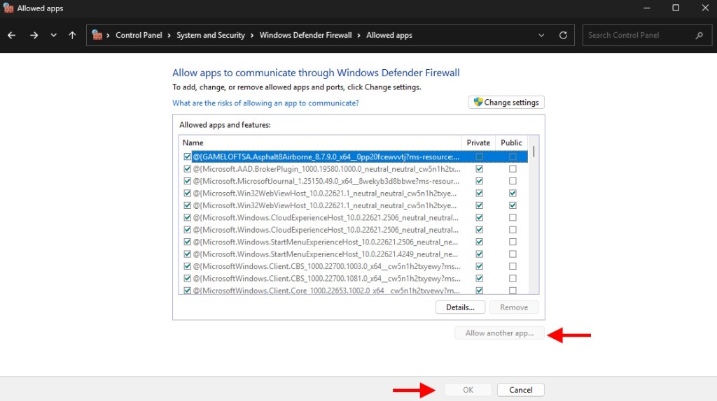 Add other apps through Firewall for Minecraft