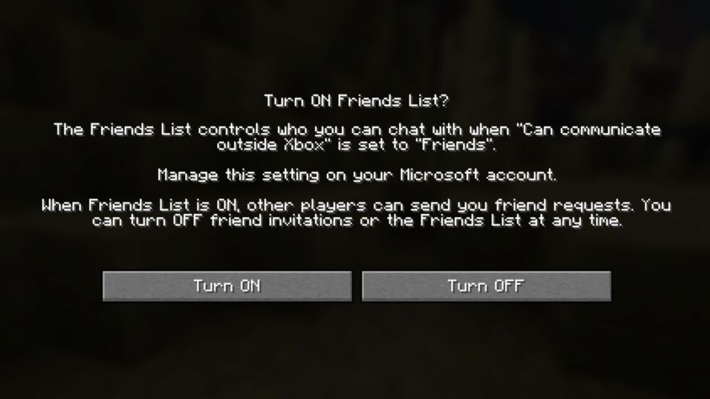 Allow request Friend list minecraft