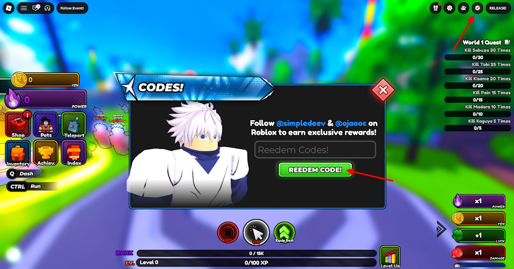 Anime Astral Simulator codes redeem option