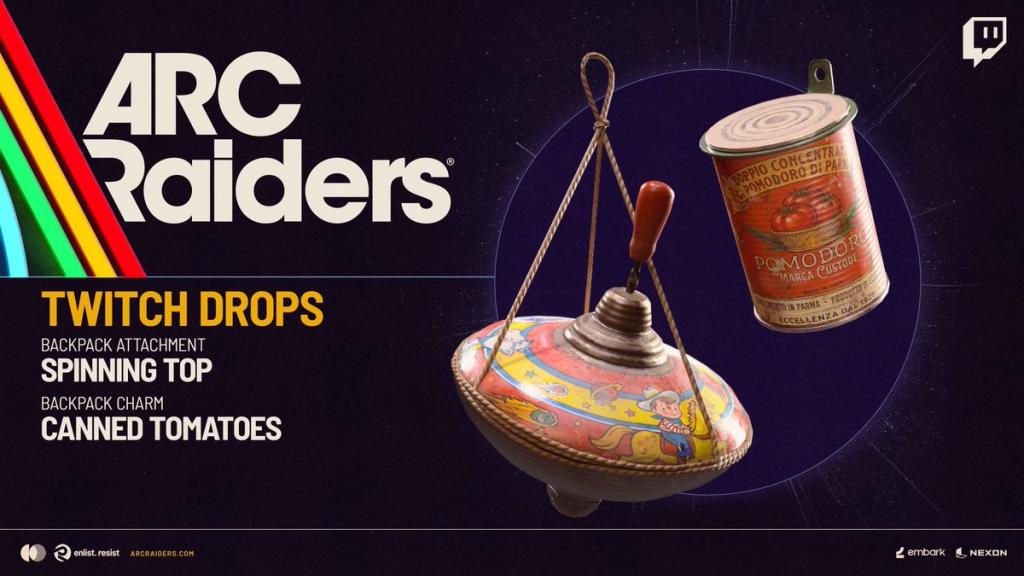 Arc Raiders Twitch Drops: How to Get Spinning Top and Canned Tomatoes Backpack Charms