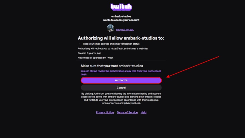 Authorizing Twitch