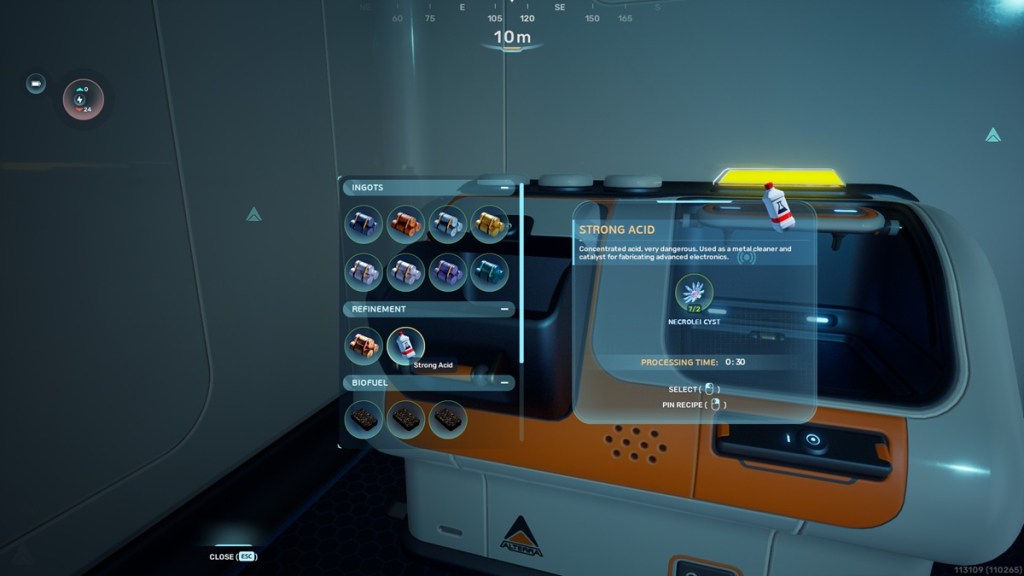 Craft Strong Acid using Necrolei Cysts in Subnautica 2