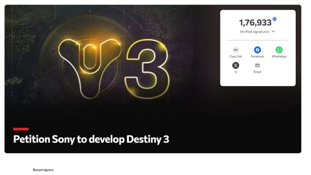 Destiny 3 Petition