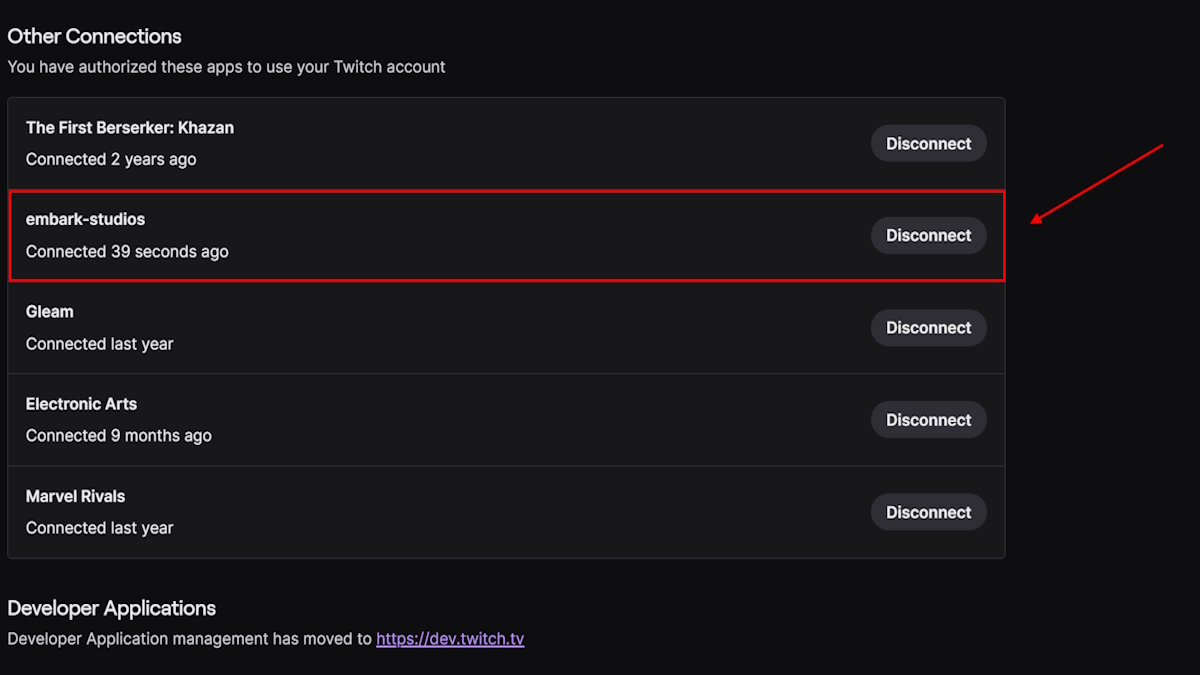 Game account linked to Twitch
