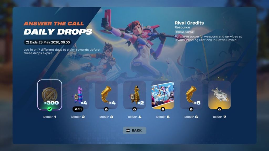 Fortnite 40.40 Overwatch Daily Drops