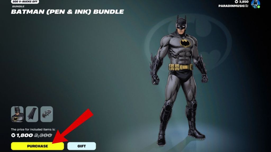 Fortnite Batman Pen & Ink skin Item Shop