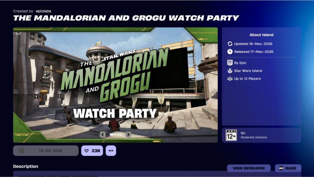 Fortnite Mandalorian and Grogu Watch Party