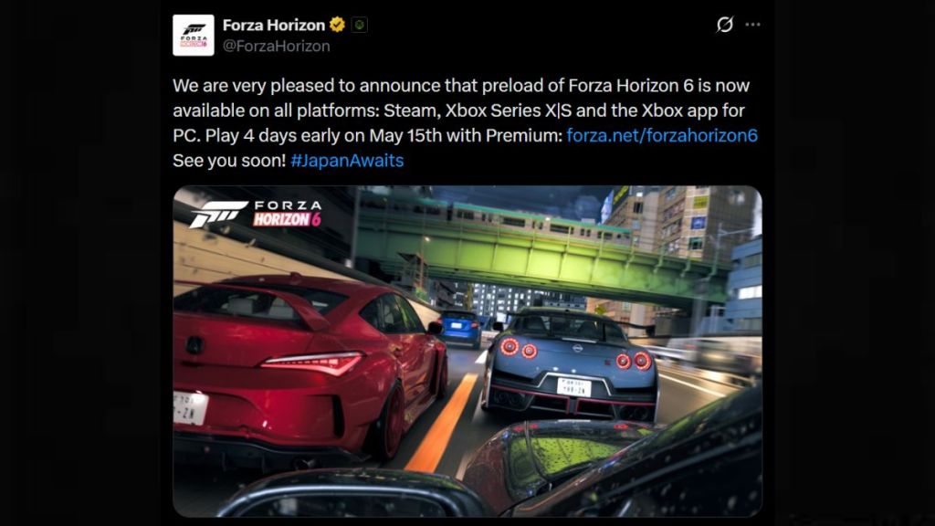 Forza Horizon 6 Preload date